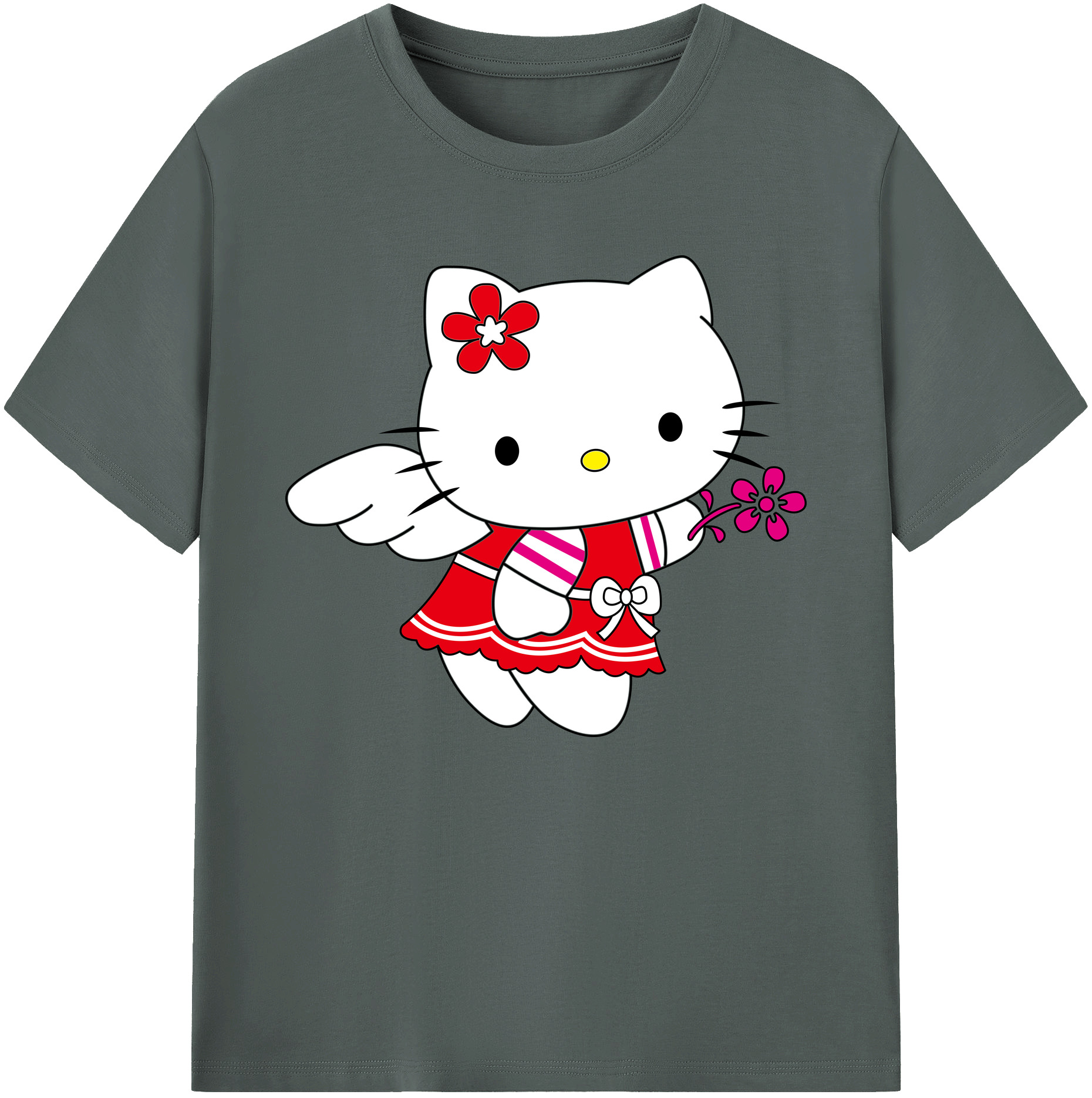 （画像用） Hello Kitty ハローキティ 綿100％ メンズ半袖Tシャツ｜肌触りやわらか＆通気性